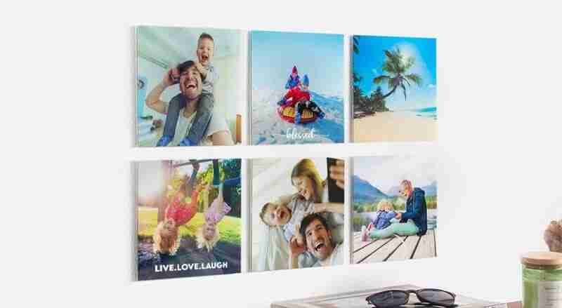 Wall display of 6 family photos on glass