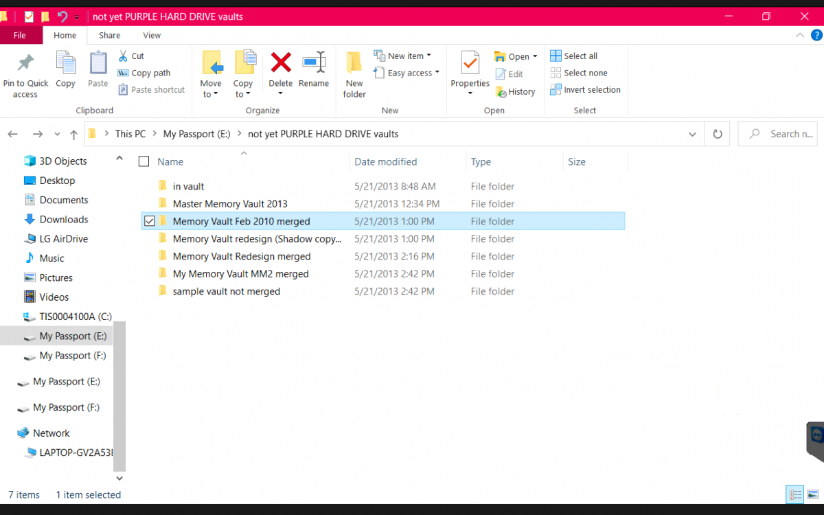File folder showing multiple backups of the same file at different times.